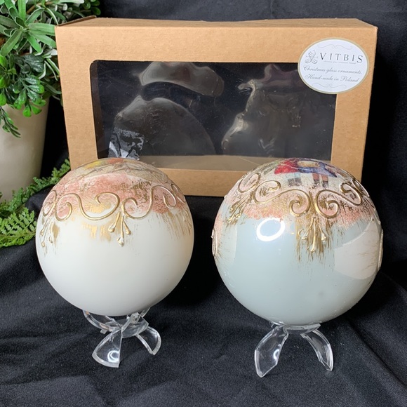 Set of 2 VITBIS hand blown / handmade glass Christmas ornaments made in Poland - Picture 10 of 10